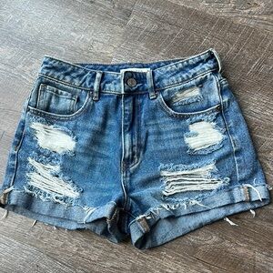 PacSun Blue Jean Shorts Distressed Raw Hem